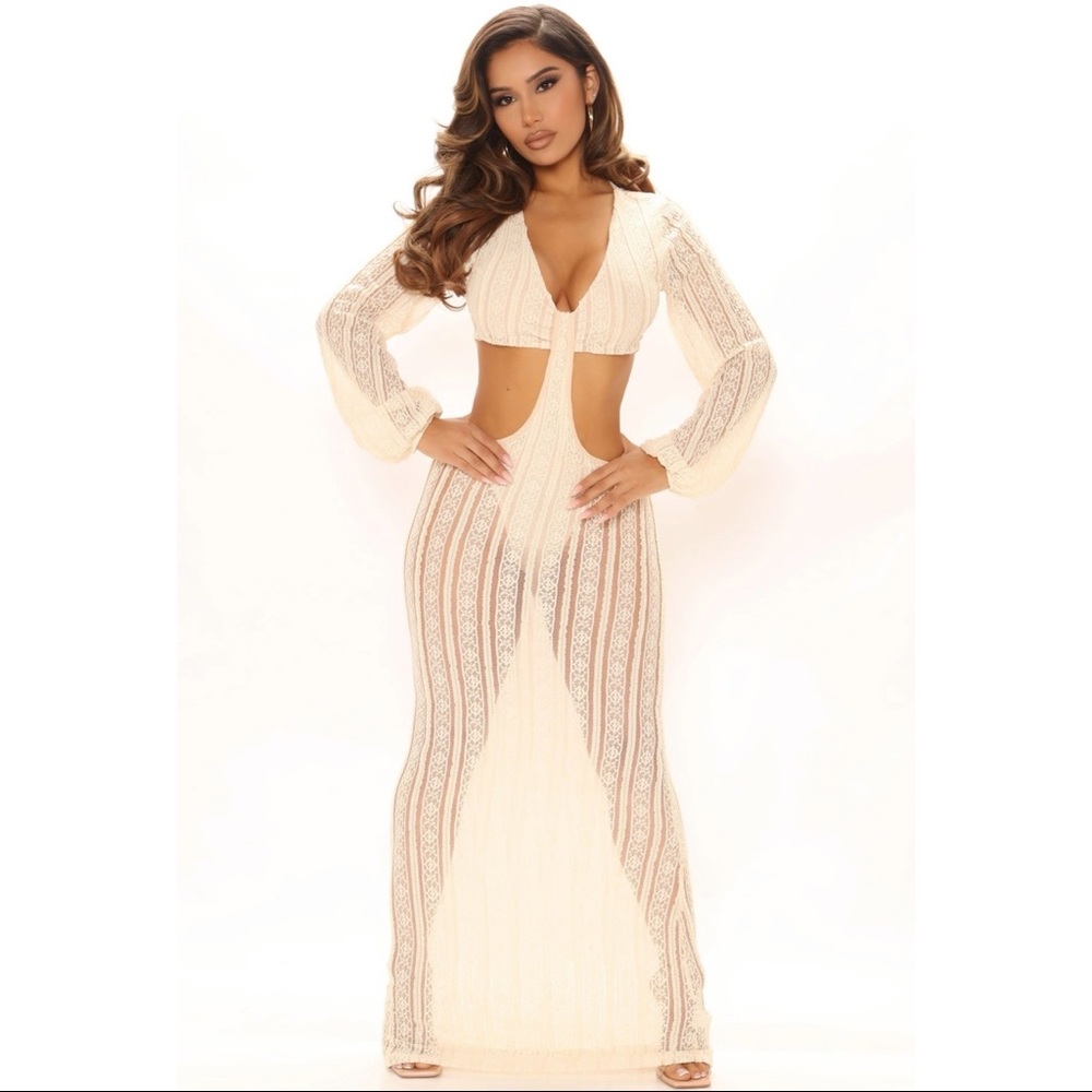 Fashion Nova Cream Maxi Dress